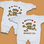 Just Monkey Around Twin Personalized Fleece Romper 61428X